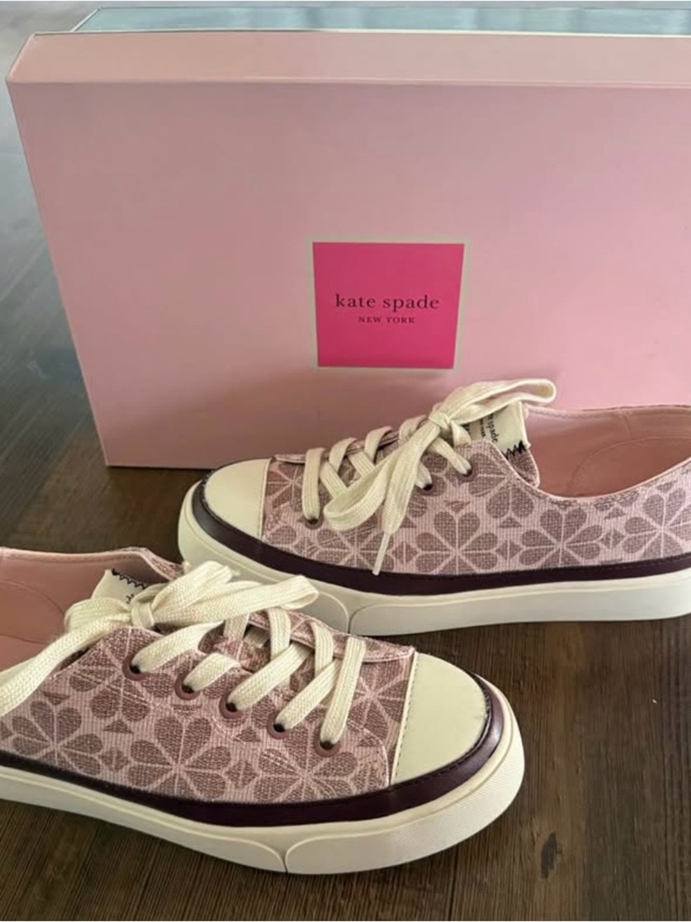 kate spade Pink Floral Logo Canvas Low-Top Sneakers